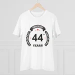 Men's PC Cotton 44th Anniversary Printed T Shirt (Color: White, Thread Count: 180GSM) - Image 3