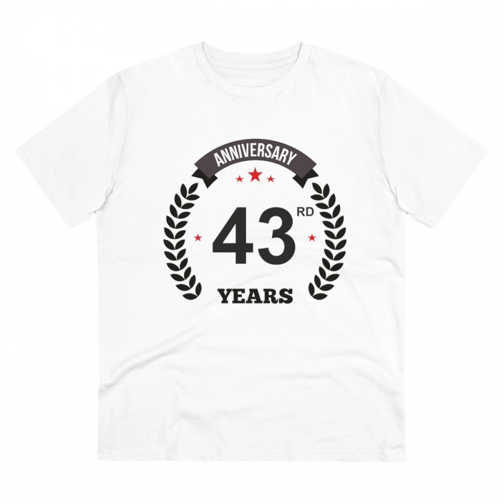 52054981377_e5cf4acd73_o_d-1000x1000-1.webp Men's PC Cotton 43rd Anniversary Printed T Shirt (Color: White, Thread Count: 180GSM) - Image 1