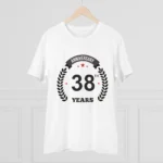 Men's PC Cotton 38th Anniversary Printed T Shirt (Color: White, Thread Count: 180GSM) - Image 3