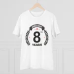 Men's PC Cotton 8th Anniversary Printed T Shirt (Color: White, Thread Count: 180GSM) - Image 3