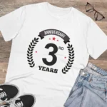 Men's PC Cotton 3rd Anniversary Printed T Shirt (Color: White, Thread Count: 180GSM) - Image 4