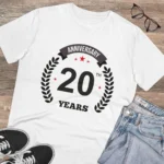 Men's PC Cotton 20th Anniversary Printed T Shirt (Color: White, Thread Count: 180GSM) - Image 4