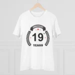 Men's PC Cotton 19th Anniversary Printed T Shirt (Color: White, Thread Count: 180GSM) - Image 3