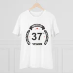 Men's PC Cotton 37th Anniversary Printed T Shirt (Color: White, Thread Count: 180GSM) - Image 3