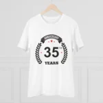 Men's PC Cotton 35th Anniversary Printed T Shirt (Color: White, Thread Count: 180GSM) - Image 3
