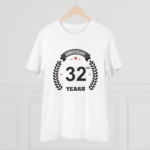 Men's PC Cotton 32nd Anniversary Printed T Shirt (Color: White, Thread Count: 180GSM) - Image 3