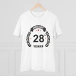 Men's PC Cotton 28th Anniversary Printed T Shirt (Color: White, Thread Count: 180GSM) - Image 3