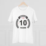 Men's PC Cotton 10th Anniversary Printed T Shirt (Color: White, Thread Count: 180GSM) - Image 3