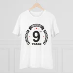 Men's PC Cotton 9th Anniversary Printed T Shirt (Color: White, Thread Count: 180GSM) - Image 3