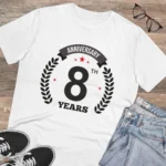 Men's PC Cotton 8th Anniversary Printed T Shirt (Color: White, Thread Count: 180GSM) - Image 4