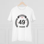 Men's PC Cotton 49th Anniversary Printed T Shirt (Color: White, Thread Count: 180GSM) - Image 3