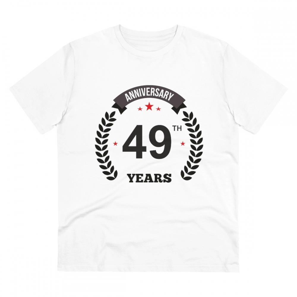 52056030296_ddf4617681_o_d-1000x1000-1.webp Men's PC Cotton 49th Anniversary Printed T Shirt (Color: White, Thread Count: 180GSM) - Image 1