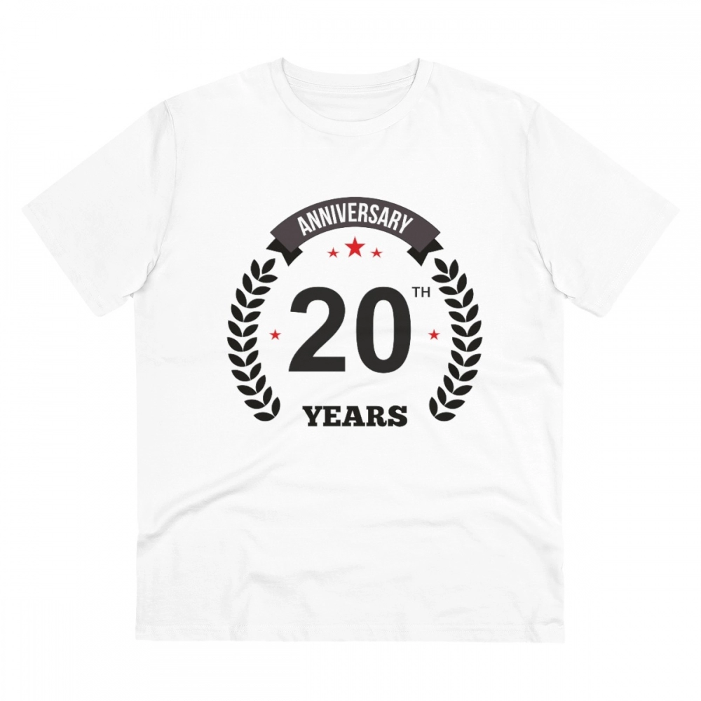 52056045883_7847526a03_o_d-1000x1000-1.webp Men's PC Cotton 20th Anniversary Printed T Shirt (Color: White, Thread Count: 180GSM) - Image 1