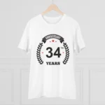 Men's PC Cotton 34th Anniversary Printed T Shirt (Color: White, Thread Count: 180GSM) - Image 3
