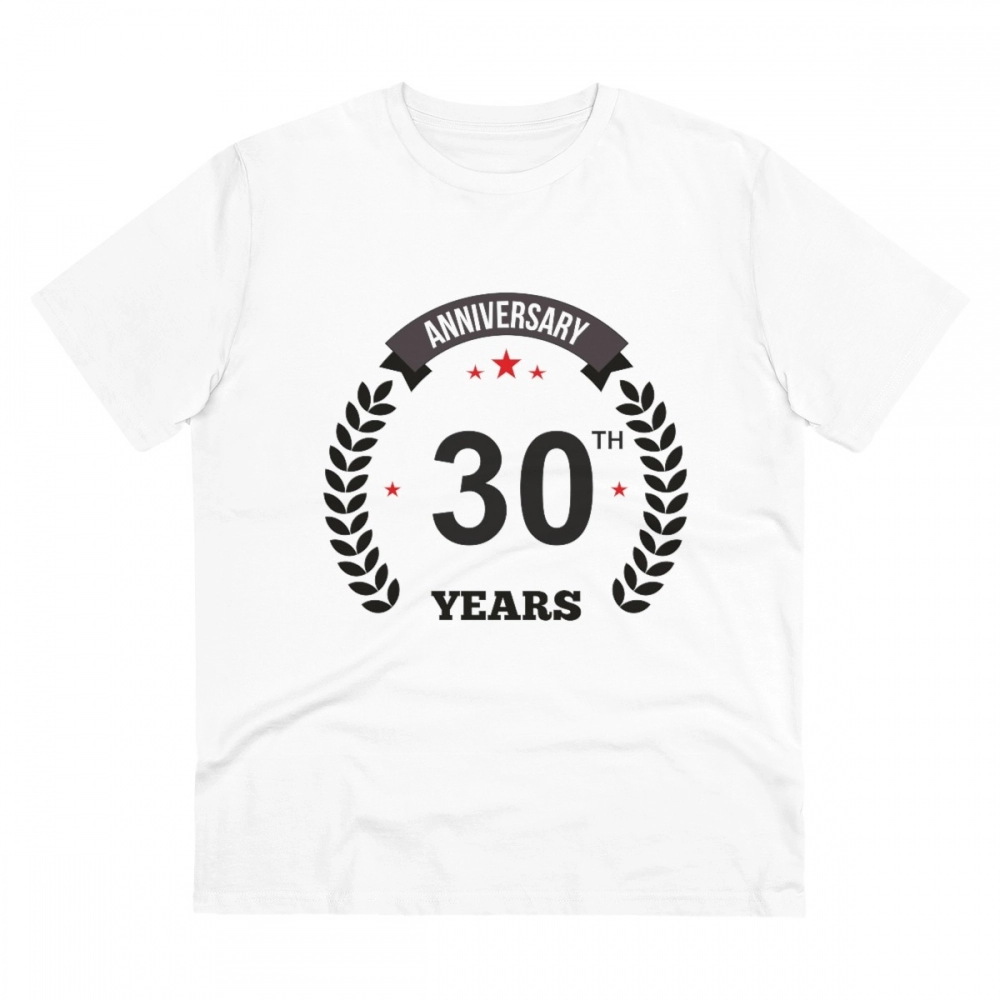 52056055588_8f3f675ca4_o_d-1000x1000-1.webp Men's PC Cotton 30th Anniversary Printed T Shirt (Color: White, Thread Count: 180GSM) - Image 1