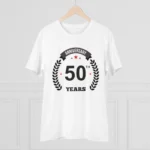 Men's PC Cotton 50th Anniversary Printed T Shirt (Color: White, Thread Count: 180GSM) - Image 3