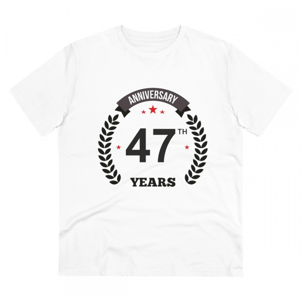 52056063013_ab8e5e6537_o_d-1000x1000-1.webp Men's PC Cotton 47th Anniversary Printed T Shirt (Color: White, Thread Count: 180GSM) - Image 1