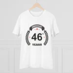 Men's PC Cotton 46th Anniversary Printed T Shirt (Color: White, Thread Count: 180GSM) - Image 3
