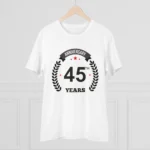 Men's PC Cotton 45th Anniversary Printed T Shirt (Color: White, Thread Count: 180GSM) - Image 3
