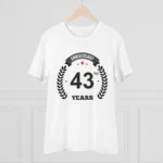 Men's PC Cotton 43rd Anniversary Printed T Shirt (Color: White, Thread Count: 180GSM) - Image 3