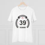 Men's PC Cotton 39th Anniversary Printed T Shirt (Color: White, Thread Count: 180GSM) - Image 3