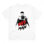 Men's PC Cotton Cricket Design Printed T Shirt (Color: White, Thread Count: 180GSM)