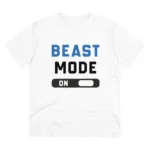 Men's PC Cotton Beast Mode On Printed T Shirt (Color: White, Thread Count: 180GSM)