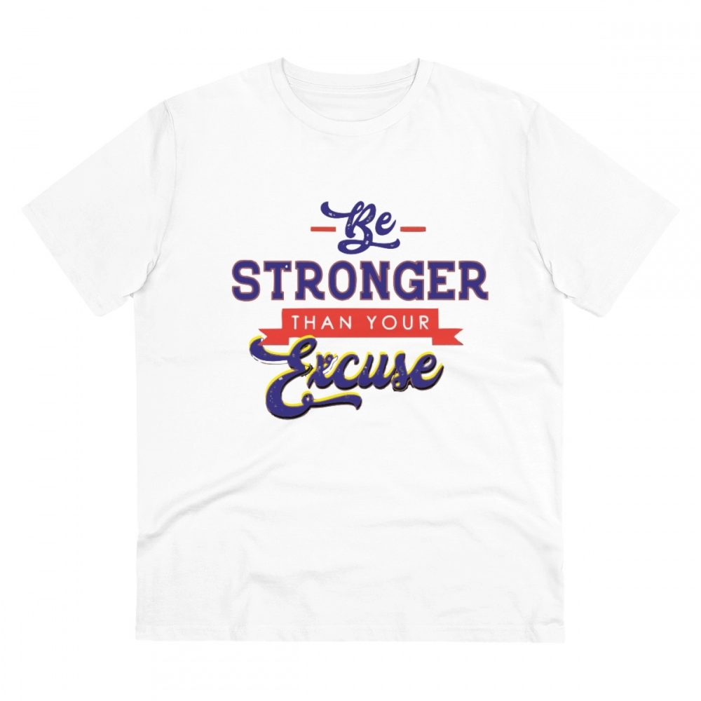 52056112436_1b53b1a198_o_d-1000x1000-1.webp Men's PC Cotton Be Stronger Than Your Excuse Desing Printed T Shirt (Color: White, Thread Count: 180GSM) - Image 1