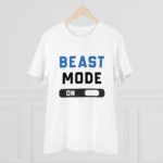 Men's PC Cotton Beast Mode On Printed T Shirt (Color: White, Thread Count: 180GSM) - Image 3