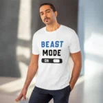 Men's PC Cotton Beast Mode On Printed T Shirt (Color: White, Thread Count: 180GSM) - Image 6