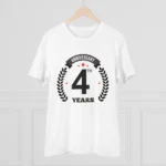 Men's PC Cotton 4th Anniversary Printed T Shirt (Color: White, Thread Count: 180GSM) - Image 3