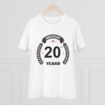 Men's PC Cotton 20th Anniversary Printed T Shirt (Color: White, Thread Count: 180GSM) - Image 3