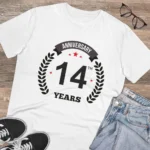 Men's PC Cotton 14th Anniversary Printed T Shirt (Color: White, Thread Count: 180GSM) - Image 4