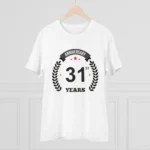 Men's PC Cotton 31st Anniversary Printed T Shirt (Color: White, Thread Count: 180GSM) - Image 3