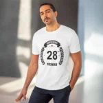 Men's PC Cotton 28th Anniversary Printed T Shirt (Color: White, Thread Count: 180GSM) - Image 6