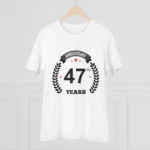 Men's PC Cotton 47th Anniversary Printed T Shirt (Color: White, Thread Count: 180GSM) - Image 3