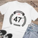 Men's PC Cotton 47th Anniversary Printed T Shirt (Color: White, Thread Count: 180GSM) - Image 4