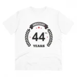 Men's PC Cotton 44th Anniversary Printed T Shirt (Color: White, Thread Count: 180GSM)