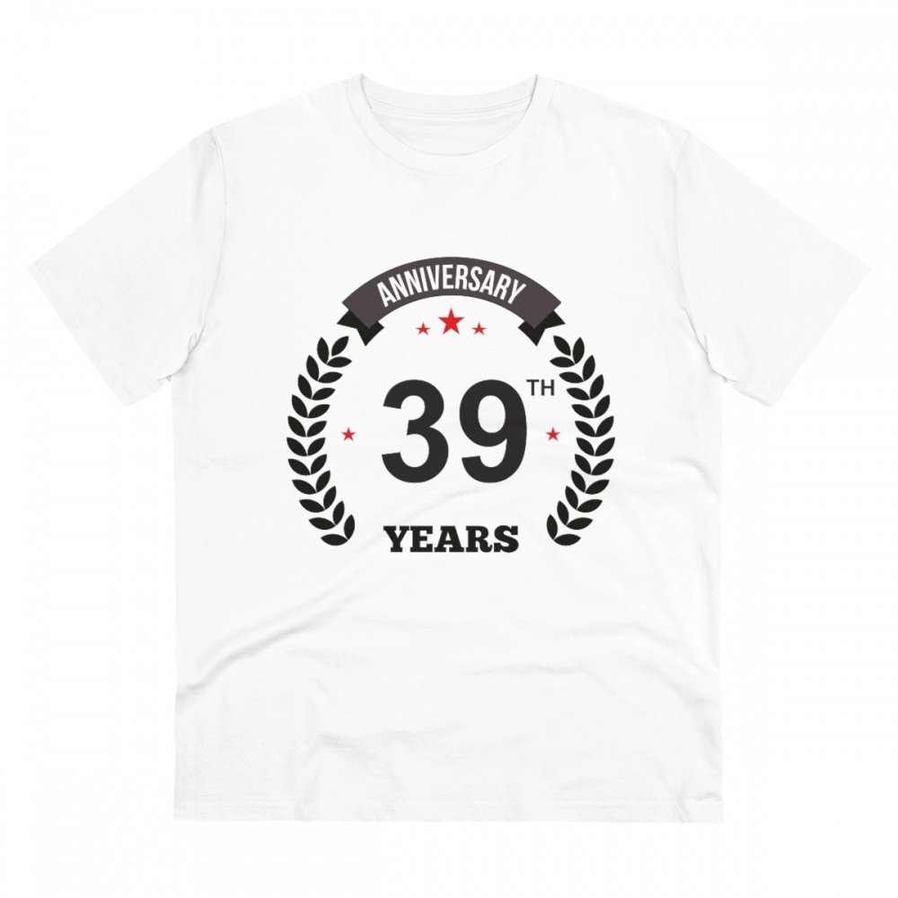 52056263454_d8e6d04665_o_d-1000x1000-1.webp Men's PC Cotton 39th Anniversary Printed T Shirt (Color: White, Thread Count: 180GSM) - Image 1