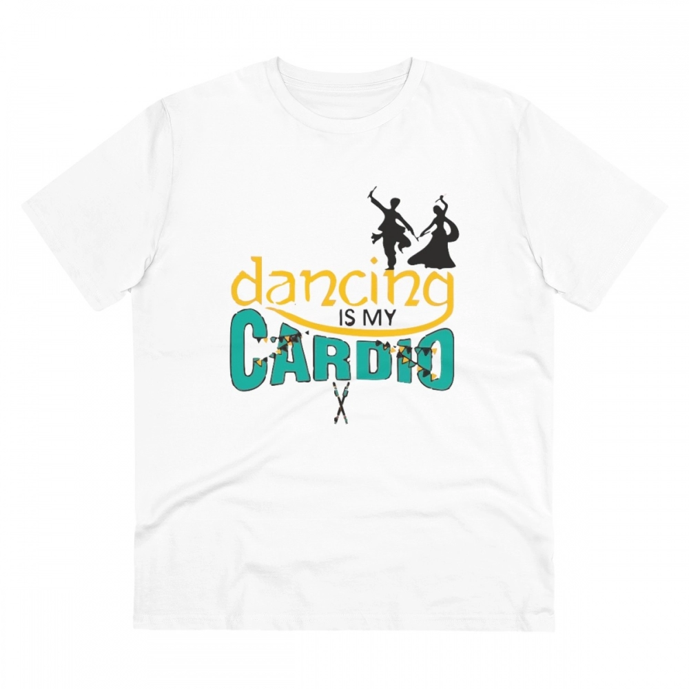 52056344654_8ae82df810_o_d-1000x1000-1.webp Men's PC Cotton Dancing Is My Cardio Printed T Shirt (Color: White, Thread Count: 180GSM) - Image 1