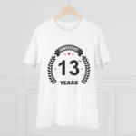 Men's PC Cotton 13th Anniversary Printed T Shirt (Color: White, Thread Count: 180GSM) - Image 3