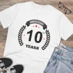 Men's PC Cotton 10th Anniversary Printed T Shirt (Color: White, Thread Count: 180GSM) - Image 4