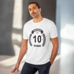 Men's PC Cotton 10th Anniversary Printed T Shirt (Color: White, Thread Count: 180GSM) - Image 6