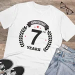 Men's PC Cotton 7th Anniversary Printed T Shirt (Color: White, Thread Count: 180GSM) - Image 4