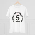 Men's PC Cotton 5th Anniversary Printed T Shirt (Color: White, Thread Count: 180GSM) - Image 3