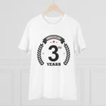 Men's PC Cotton 3rd Anniversary Printed T Shirt (Color: White, Thread Count: 180GSM) - Image 3