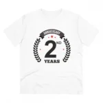 Men's PC Cotton 2nd Anniversary Printed T Shirt (Color: White, Thread Count: 180GSM)