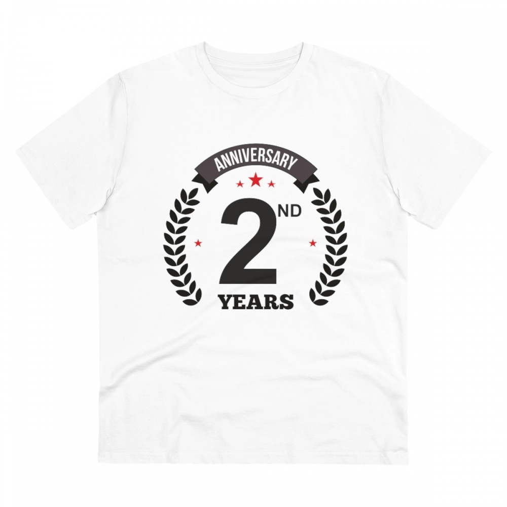 52056481900_9e64c4fb4c_o_d-1000x1000-1.webp Men's PC Cotton 2nd Anniversary Printed T Shirt (Color: White, Thread Count: 180GSM) - Image 1