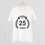Men's PC Cotton 25th Anniversary Printed T Shirt (Color: White, Thread Count: 180GSM) - Image 3
