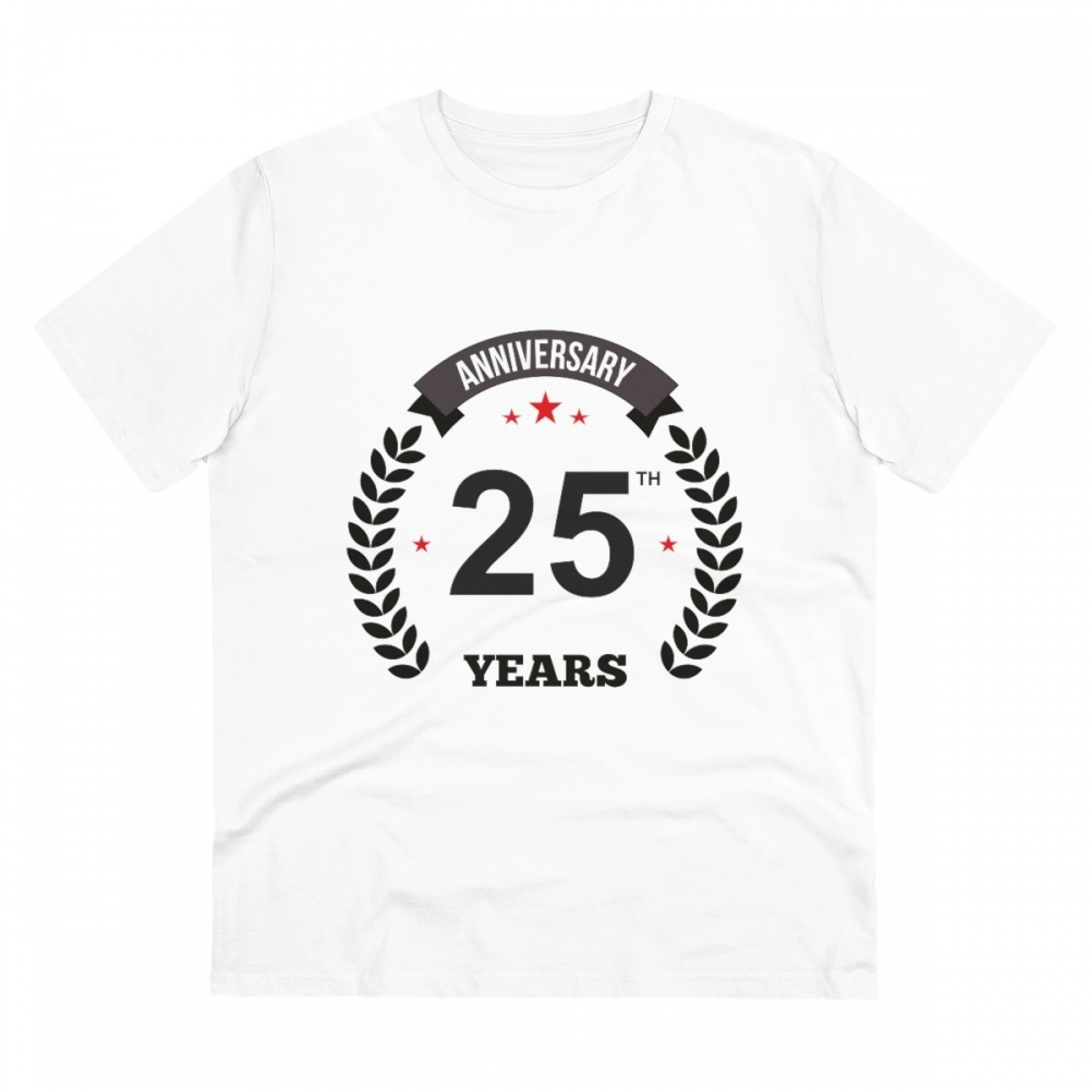 52056494865_0e559665dc_o_d-1000x1000-1.webp Men's PC Cotton 25th Anniversary Printed T Shirt (Color: White, Thread Count: 180GSM) - Image 1